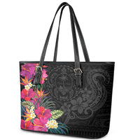 Hafa Adai Guam Leather Tote Bag Tropical Flowers Colorful Vibes LT9 - Polynesian Pride