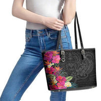 Hafa Adai Guam Leather Tote Bag Tropical Flowers Colorful Vibes LT9 - Polynesian Pride