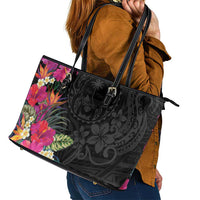 Hafa Adai Guam Leather Tote Bag Tropical Flowers Colorful Vibes LT9 - Polynesian Pride