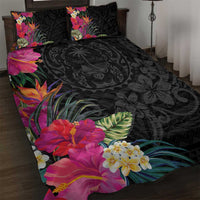 Hafa Adai Guam Quilt Bed Set Tropical Flowers Colorful Vibes LT9 Black - Polynesian Pride