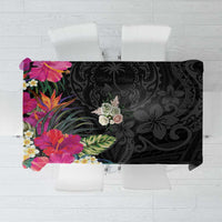 Hafa Adai Guam Tablecloth Tropical Flowers Colorful Vibes LT9 Black - Polynesian Pride