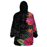 Hafa Adai Guam Wearable Blanket Hoodie Tropical Flowers Colorful Vibes LT9 - Polynesian Pride