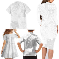Samoa Lotu Tamaiti Family Matching Long Sleeve Bodycon Dress and Hawaiian Shirt White Sun Day Beauty Hibiscus Ver02
