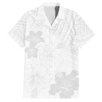 Samoa Lotu Tamaiti Family Matching Off Shoulder Maxi Dress and Hawaiian Shirt White Sun Day Beauty Hibiscus Ver02