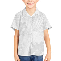 Samoa Lotu Tamaiti Family Matching Short Sleeve Bodycon Dress and Hawaiian Shirt White Sun Day Beauty Hibiscus Ver02