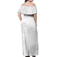 Samoa Lotu Tamaiti Off Shoulder Maxi Dress White Sun Day Beauty Hibiscus Ver02