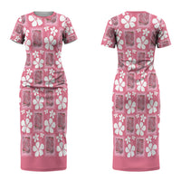 Give Cancer The Boot Pink Cowgirl Couples Matching Short Sleeve Bodycon Dress and Hawaiian Shirt Western Aloha Hibiscus Paniolo Heritage Floral LT9 - Polynesian Pride