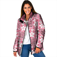 Give Cancer The Boot Pink Cowgirl Padded Jacket Western Aloha Hibiscus Paniolo Heritage Floral LT9 Women Pink - Polynesian Pride