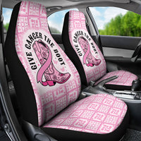 Give Cancer The Boot Pink Cowgirl Car Seat Cover Hawaiian Paniolo Mixed Quilt Pattern Style LT9 - Polynesian Pride