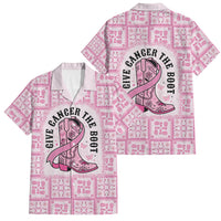 Give Cancer The Boot Pink Cowgirl Family Matching Long Sleeve Bodycon Dress and Hawaiian Shirt Hawaiian Paniolo Mixed Quilt Pattern Style LT9 Dad's Shirt - Short Sleeve Pink - Polynesian Pride