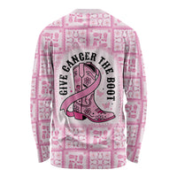 Give Cancer The Boot Pink Cowgirl Long Sleeve Shirt Hawaiian Paniolo Mixed Quilt Pattern Style LT9 - Polynesian Pride