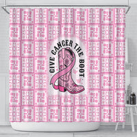 Give Cancer The Boot Pink Cowgirl Shower Curtain Hawaiian Paniolo Mixed Quilt Pattern Style LT9 - Polynesian Pride