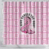 Give Cancer The Boot Pink Cowgirl Shower Curtain Hawaiian Paniolo Mixed Quilt Pattern Style LT9 - Polynesian Pride