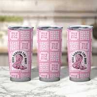 Give Cancer The Boot Pink Cowgirl Tumbler Cup Hawaiian Paniolo Mixed Quilt Pattern Style LT9 - Polynesian Pride