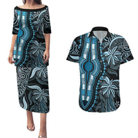 Polynesia Dashiki Couples Matching Puletasi Dress and Hawaiian Shirt Polynesia and Africa Traditional Special Together Blue LT9 Blue - Polynesian Pride