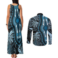 Polynesia Dashiki Couples Matching Tank Maxi Dress and Long Sleeve Button Shirts Polynesia and Africa Traditional Special Together Blue LT9 - Polynesian Pride