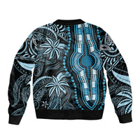 Polynesia Dashiki Sleeve Zip Bomber Jacket Polynesia and Africa Traditional Special Together Blue LT9 - Polynesian Pride