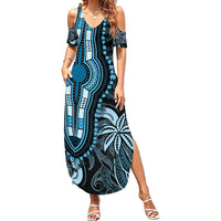 Polynesia Dashiki Summer Maxi Dress Polynesia and Africa Traditional Special Together Blue LT9 Women Blue - Polynesian Pride