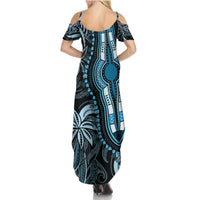 Polynesia Dashiki Summer Maxi Dress Polynesia and Africa Traditional Special Together Blue LT9 - Polynesian Pride