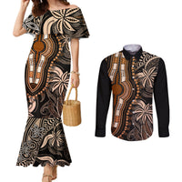 Polynesia Dashiki Couples Matching Mermaid Dress and Long Sleeve Button Shirts Polynesia and Africa Traditional Special Together Gold LT9 Gold - Polynesian Pride