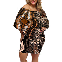 Polynesia Dashiki Off Shoulder Short Dress Polynesia and Africa Traditional Special Together Gold LT9 Women Gold - Polynesian Pride