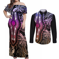 Polynesia Dashiki Couples Matching Off Shoulder Maxi Dress and Long Sleeve Button Shirts Polynesia and Africa Traditional Special Together Pastel LT9 Pastel - Polynesian Pride