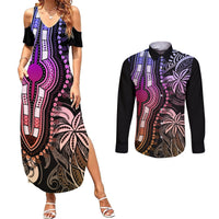 Polynesia Dashiki Couples Matching Summer Maxi Dress and Long Sleeve Button Shirts Polynesia and Africa Traditional Special Together Pastel LT9 Pastel - Polynesian Pride