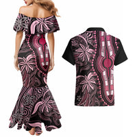 Polynesia Dashiki Couples Matching Mermaid Dress and Hawaiian Shirt Polynesia and Africa Traditional Special Together Pink LT9 - Polynesian Pride
