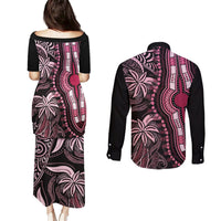 Polynesia Dashiki Couples Matching Puletasi Dress and Long Sleeve Button Shirts Polynesia and Africa Traditional Special Together Pink LT9 - Polynesian Pride