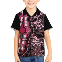 Polynesia Dashiki Family Matching Long Sleeve Bodycon Dress and Hawaiian Shirt Polynesia and Africa Traditional Special Together Pink LT9 Son's Shirt Pink - Polynesian Pride