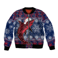 Samoa Manuia Le Kirisimasi Bomber Jacket Samoan Fishing Tribal Pattern Christmas Vibe LT9 Unisex Red - Polynesian Pride