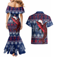 Samoa Manuia Le Kirisimasi Couples Matching Mermaid Dress and Hawaiian Shirt Samoan Fishing Tribal Pattern Christmas Vibe LT9 - Polynesian Pride