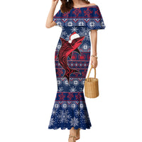 Samoa Manuia Le Kirisimasi Mermaid Dress Samoan Fishing Tribal Pattern Christmas Vibe LT9 Women Red - Polynesian Pride