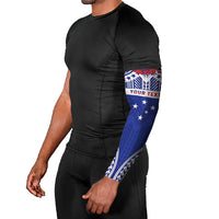 Personalised Toa Samoa Rugby Spirit Arm Sleeves Blue Samoan Tribal Pattern LT9 - Polynesian Pride