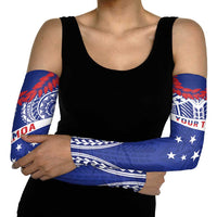 Personalised Toa Samoa Rugby Spirit Arm Sleeves Blue Samoan Tribal Pattern LT9 - Polynesian Pride