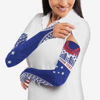 Personalised Toa Samoa Rugby Spirit Arm Sleeves Blue Samoan Tribal Pattern LT9 - Polynesian Pride