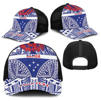 Personalised Toa Samoa Rugby Spirit Baseball Net Cap Blue Samoan Tribal Pattern LT9 - Polynesian Pride