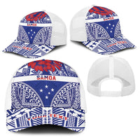 Personalised Toa Samoa Rugby Spirit Baseball Net Cap Blue Samoan Tribal Pattern LT9 - Polynesian Pride