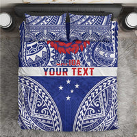 Personalised Toa Samoa Rugby Spirit Bedding Set Blue Samoan Tribal Pattern - Polynesian Pride