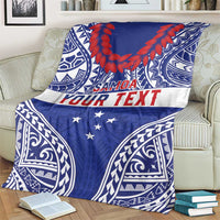 Personalised Toa Samoa Rugby Spirit Blanket Blue Samoan Tribal Pattern - Polynesian Pride