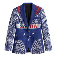 Personalised Toa Samoa Rugby Spirit Blazer Blue Samoan Tribal Pattern - Polynesian Pride
