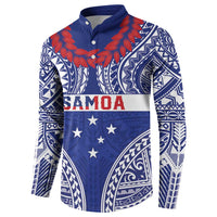 Personalised Toa Samoa Rugby Spirit Button Sweatshirt Blue Samoan Tribal Pattern - Polynesian Pride