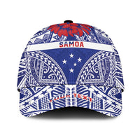 Personalised Toa Samoa Rugby Spirit Classic Cap Blue Samoan Tribal Pattern LT9 Universal Fit Blue - Polynesian Pride