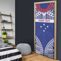 Personalised Toa Samoa Rugby Spirit Door Cover Blue Samoan Tribal Pattern - Polynesian Pride