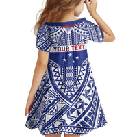 Personalised Toa Samoa Rugby Spirit Family Matching Mermaid Dress and Hawaiian Shirt Blue Samoan Tribal Pattern - Polynesian Pride