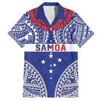 Personalised Toa Samoa Rugby Spirit Family Matching Off Shoulder Maxi Dress and Hawaiian Shirt Blue Samoan Tribal Pattern - Polynesian Pride