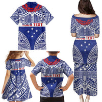 Personalised Toa Samoa Rugby Spirit Family Matching Puletasi and Hawaiian Shirt Blue Samoan Tribal Pattern - Polynesian Pride