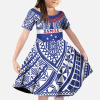 Personalised Toa Samoa Rugby Spirit Family Matching Summer Maxi Dress and Hawaiian Shirt Blue Samoan Tribal Pattern - Polynesian Pride