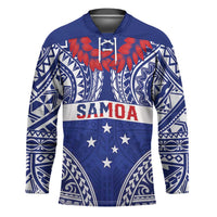 Personalised Toa Samoa Rugby Spirit Hockey Jersey Blue Samoan Tribal Pattern LT9 Unisex Blue - Polynesian Pride