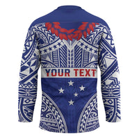Personalised Toa Samoa Rugby Spirit Hockey Jersey Blue Samoan Tribal Pattern LT9 - Polynesian Pride
